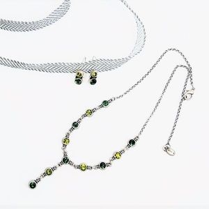 IceBox Yellow/Green on Pewter Necklace and Earing